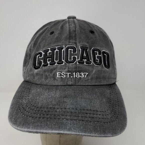 Chicago Men's Slideback Hat Gray Adjustable Embroidered Logo - Picture 3 of 10